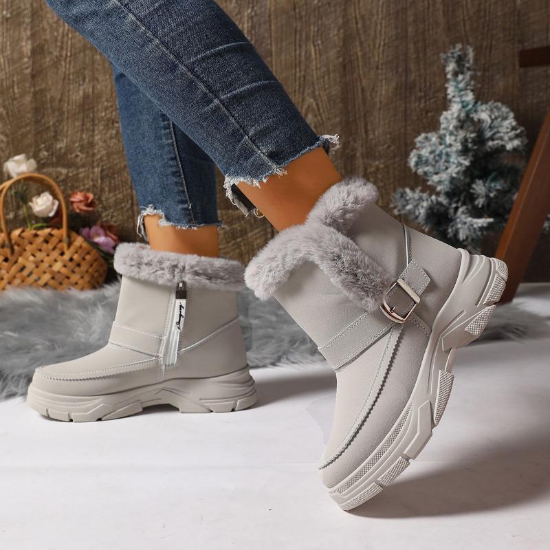 Fashion 2025 Winter New Velvet Snow Winter Thickened Warm Women's Mid-barrel Cotton Boots