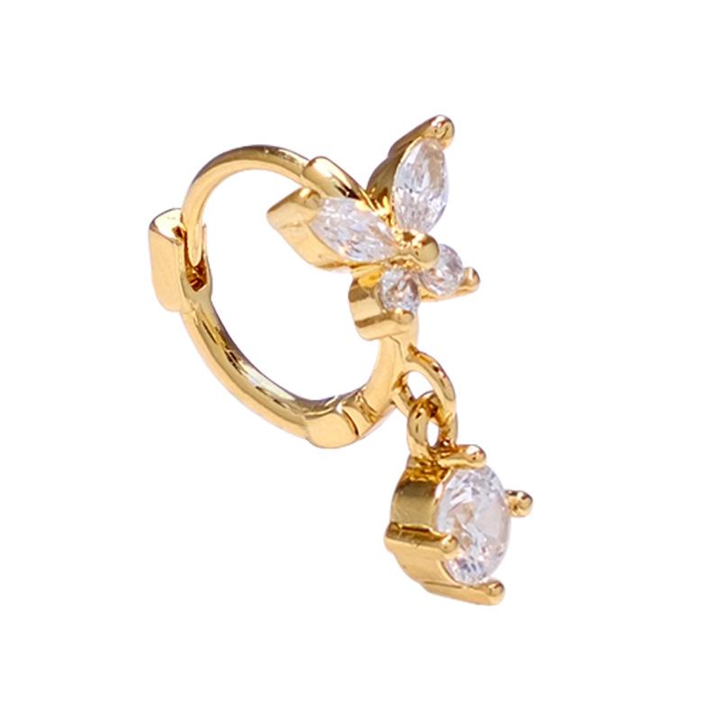 

[Sparkling Zircon Bow Ear Cuff Sweet Tassel Earrings Versatile Fashion Jewelry]