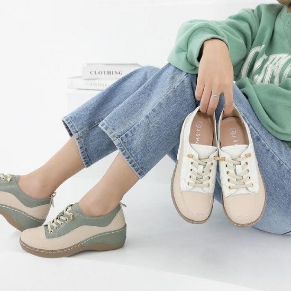 Jisyu Women Reik Leather Lightweight Platform Sneakers 5cm