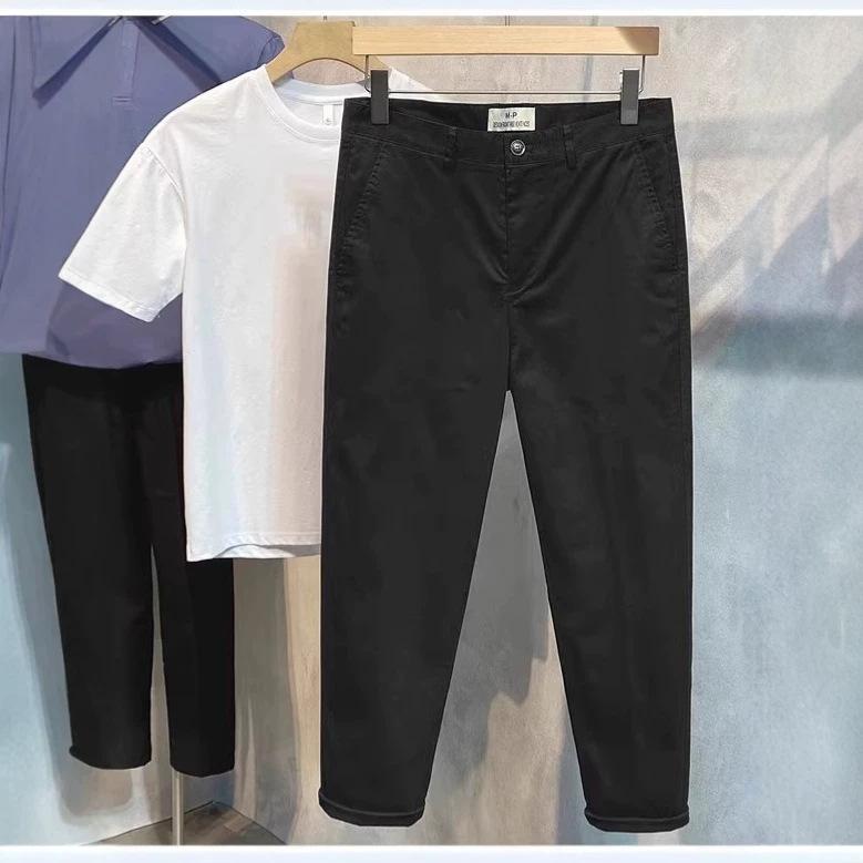 Hot-selling old money style men's nine-point suit pants summer factory straight loose trendy casual pants