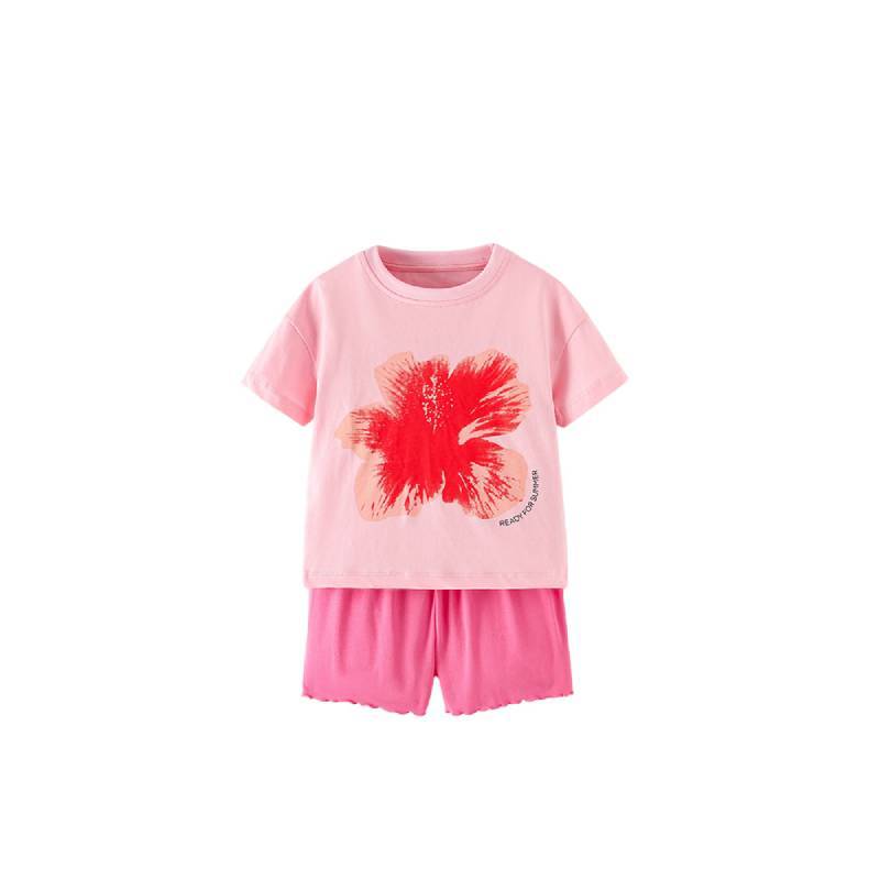 Girl Summer Cotton Pajama Set With Cartoon Print
