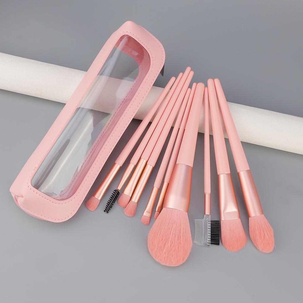 10 Pink Makeup Brushes with Cover Brushes Portable Soft Foundation Brushes Loose Powder Brushes Eyeshadow Brushes Makeup Tools