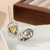 Retro Women's Earrings, Heart-shaped Pattern Two-color Earrings, Daily Exquisite Accessories, The Perfect Gift for Her