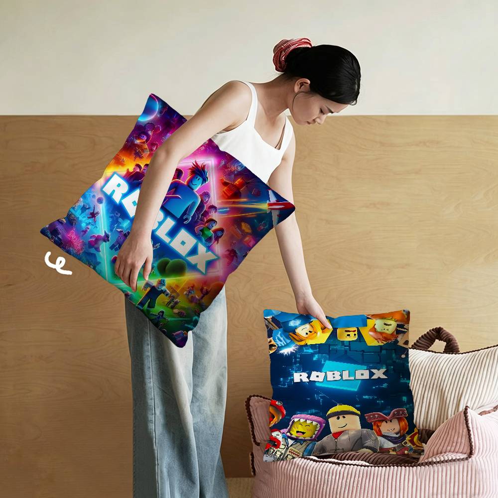 Hot Game R-Robloxs-X Cool Pillow Covers Cartoon Sofa Decorative Home Double-sided Printing Short Plush Cute Cushion Cover