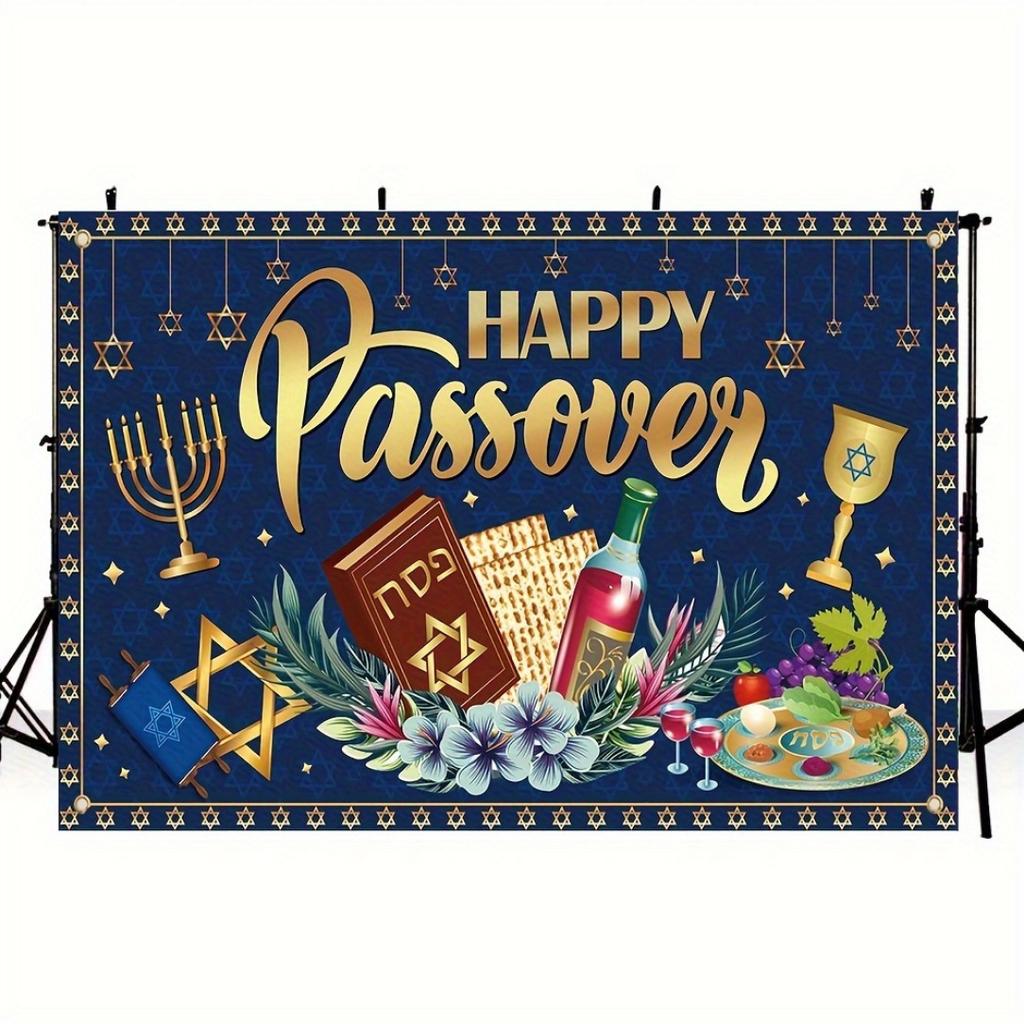 2D Plane, 1 Piece, a Vibrant Background for the Happy Passover, Suitable for Photo Booth Props Table, Party Decoration
