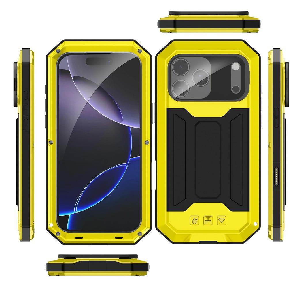 Invisible Stand Metal Tri-Proof Phone Case for iPhone 17/16Pro, Sliding Window Drop-Proof Protective Cover.