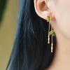 Designer's Unique Craftsmanship Jaspis Lange Sektion Bambus Tropfen Hängeohrringe Eleganter Charme Kreativer Damenschmuck