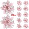 3/5/10Pcs 14.5cm Glitter Artifical Christmas Flowers Mreey Christmas Tree Decoration Happy New Year Ornaments Xmas 2025 Navidad