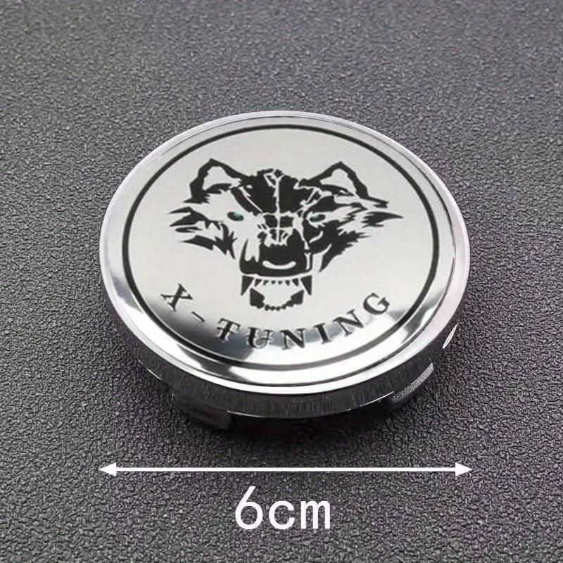 Four 60Mm/2.36-Inch Wolf Head Badges Modified for Car Wheel Center Caps, Suitable for Various Vehicle Models