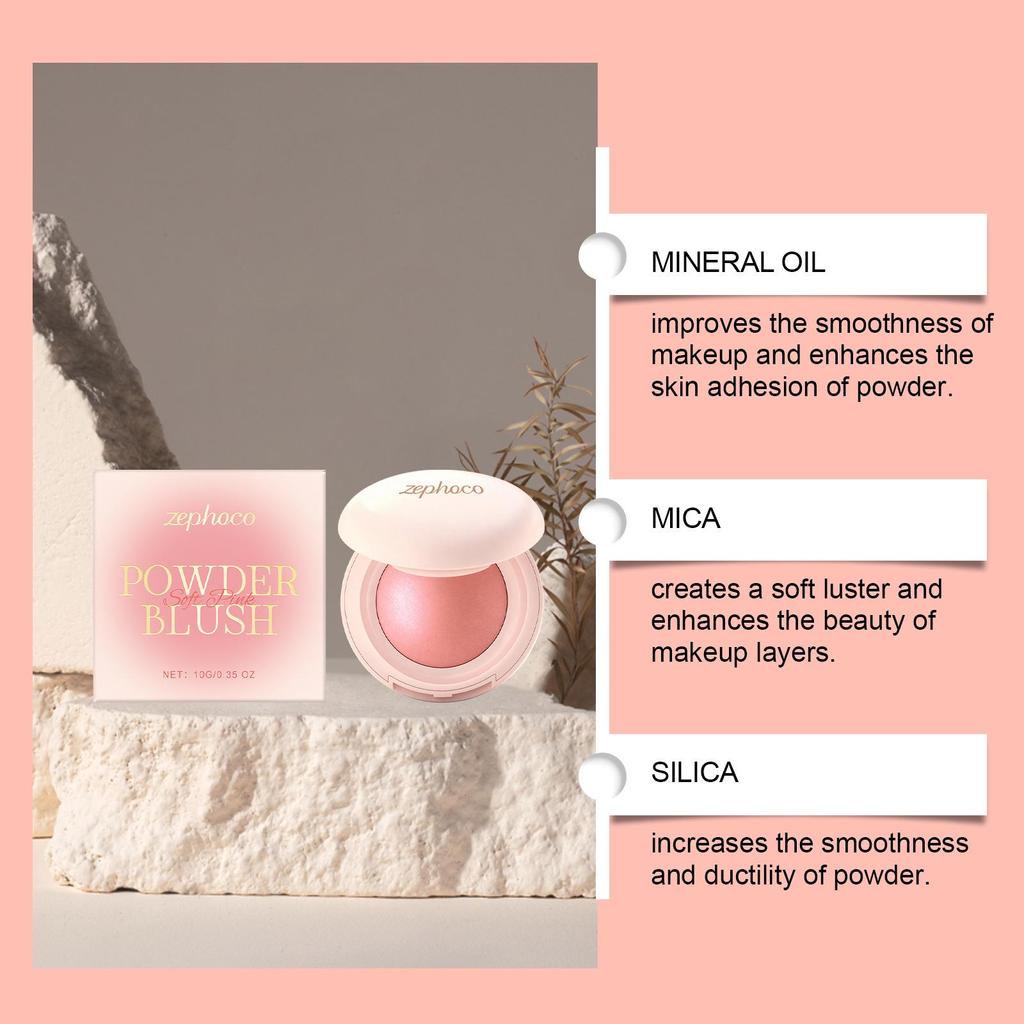 Zephoco Soft Pink Silky Moisturizing Blush for a Rosy Natural Glow
