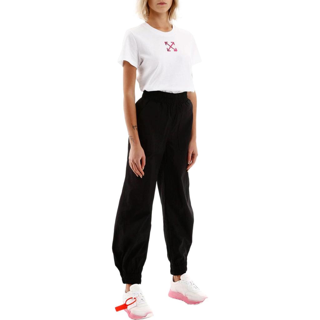 Off-White Cotton Arrow Logo Print Crew Neck Short Sleeve T-Shirt Women Tops White OWAA049R20B071000128