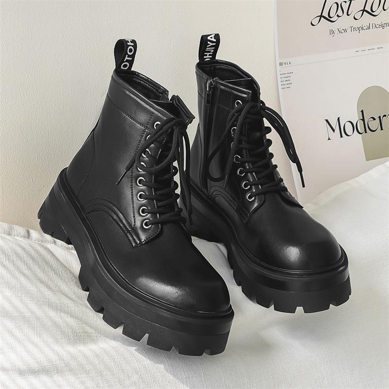 

Мужские ботинки British Martin 2024 года, новые весенне-осенние черные короткие ботинки с боковой молнией, красивые мужские ботинки 2829-J 38 чёрный