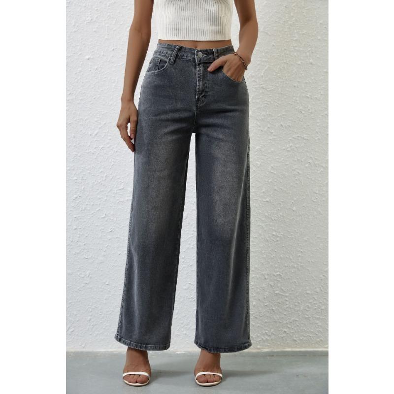 VEZFAA Damemote Uformelt Ensfarget trykk Høy midje Bukser og Capris