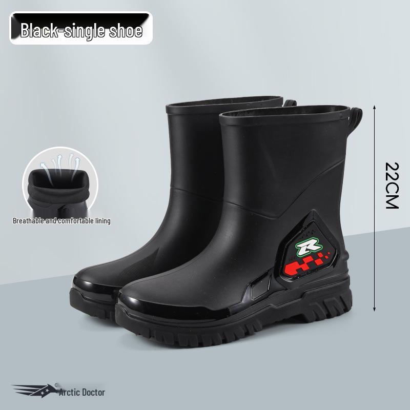 Men's Warm Non-Slip Durable Rain Boots for Food Delivery, Fishing, and Gardening