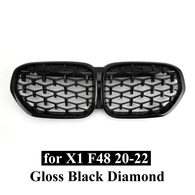 Car Tuning Front Gloss Black Kidney Diamond Grille for BMW X1 F48 2020 2021 2022 SUV sDrive18i sDrive20i xDrive20i