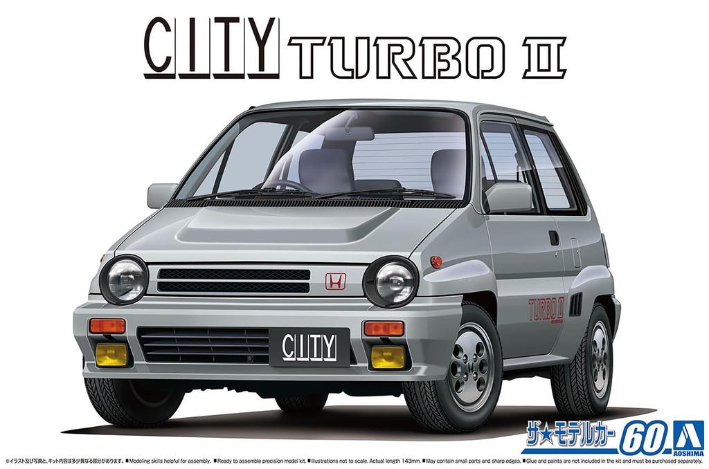 Aoshima Bunka Kyozai The Model Car Series 60 Honda AA City Turbo II 1985 Plastic Model Molded In Color (AOSHIMA) 1/24 No. Kit,