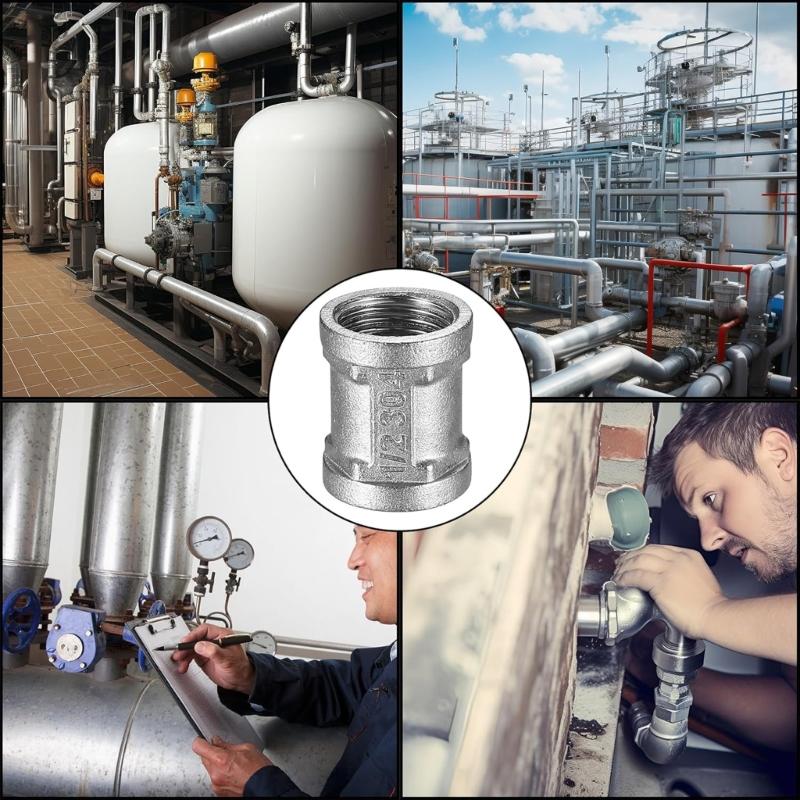 Stainless Steel Connector Adapter Coupler Female Threaded Pipe Adapter Double Sleeve Connection Nipple Easy to Install