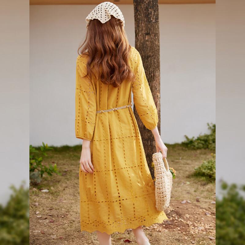 Pastoral Hollow-out Cotton Maxi Dress