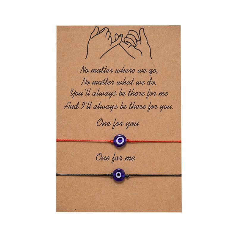 2pcs/set New Friendship DIY Bracelet For Couples Volcanic stone Charm Bead Bangles Women Man Lucky Wish Card Jewelry