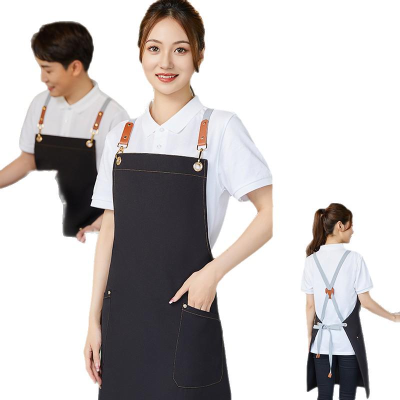 

Customized Women s Canvas Apron and Hat Set with Logo for Supermarket and Milk Tea Restaurant Staff. Model Z18/Canvas/Olive Green