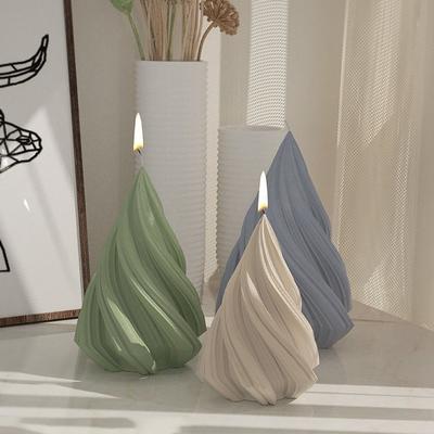New Silicone Scented Candle Mold Swirl Design Abstract Art Plaster Resin Mold Craft Making Taper Candle Mould Christmas Gifts