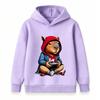 Kids Boys Girls Hoodie, Cute Gamer Capybara Print Casual Pullover Hooded Sweatshirt for Game Lovers Children Tops