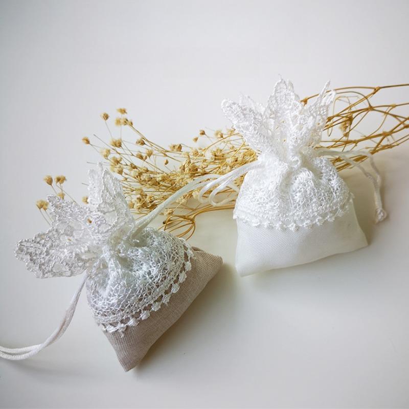 10Pcs Lace Wedding Candy Bag European Brocade Bag Drawstring Embroidery Souvenir Gift Bag Jewelry Birthday Candy Packaging Bag