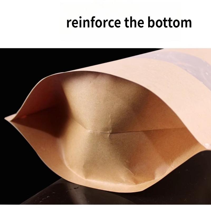 Kraft Paper Self Sealing Bag, Thickened Food Grade Package Sack Moisture Proof Sealed Tea Snack Bag Pu Erh Tea/pastry/coffee Beans/sample Packaging