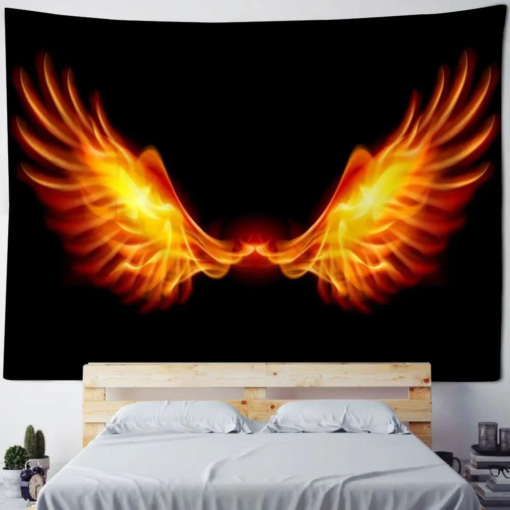 

Черно-белые цветные крылья Декоративный гобелен Украшение стены для дома Офис Гостиная Гобелен 100x75cm
