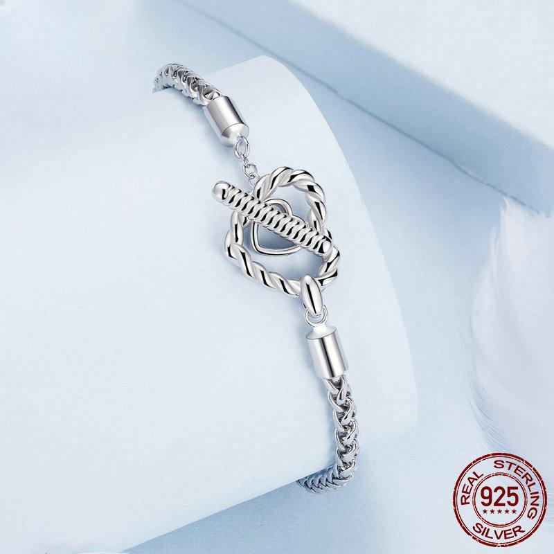 Original Niche S925 Sterling Silver Heart-shaped Basic Bracelet, Light Luxury and Fashionable Handmade Diy Bracelet That Can Be Worn Alone