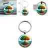 Decorative Glass Keychain Featuring Bright Tree Pattern For Home And Office Keys
