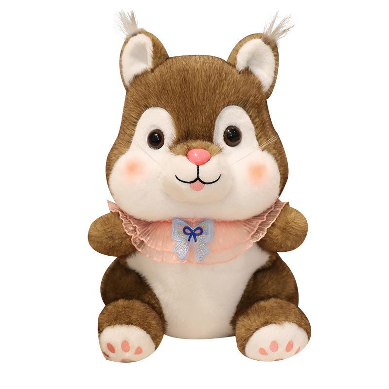 Cartoon Cute Caramel Fluffy Squirrel Doll Stuffed Toy Doll Children Sleeping Pillow Rag Doll Gift