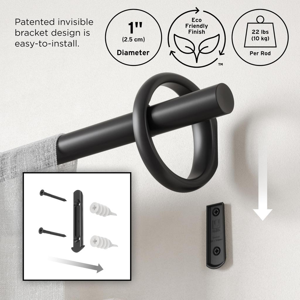 UMBRA Ringlet Curtain Rod, 107-305cm, Matte Black