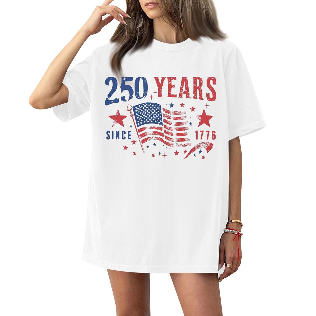 Haut T-shirt à manches courtes imprimé à col rond pour femme