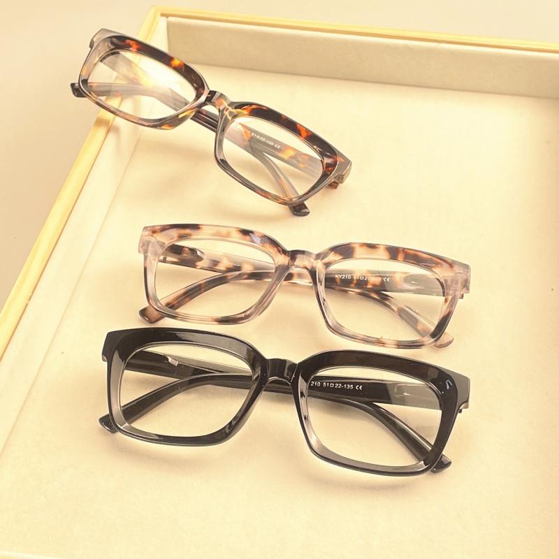 Trendy and Fashionable Square Reading Glasses with Spring Hinges - Tortoiseshell Shell, Solid Brown and Leopard Print Frame