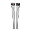 Black Lace Anti-Slip Stocking Women'S Tight Fishnet Summer Lace Hight Stocking Hollow Mesh Long Solid Socks Hold-Ups