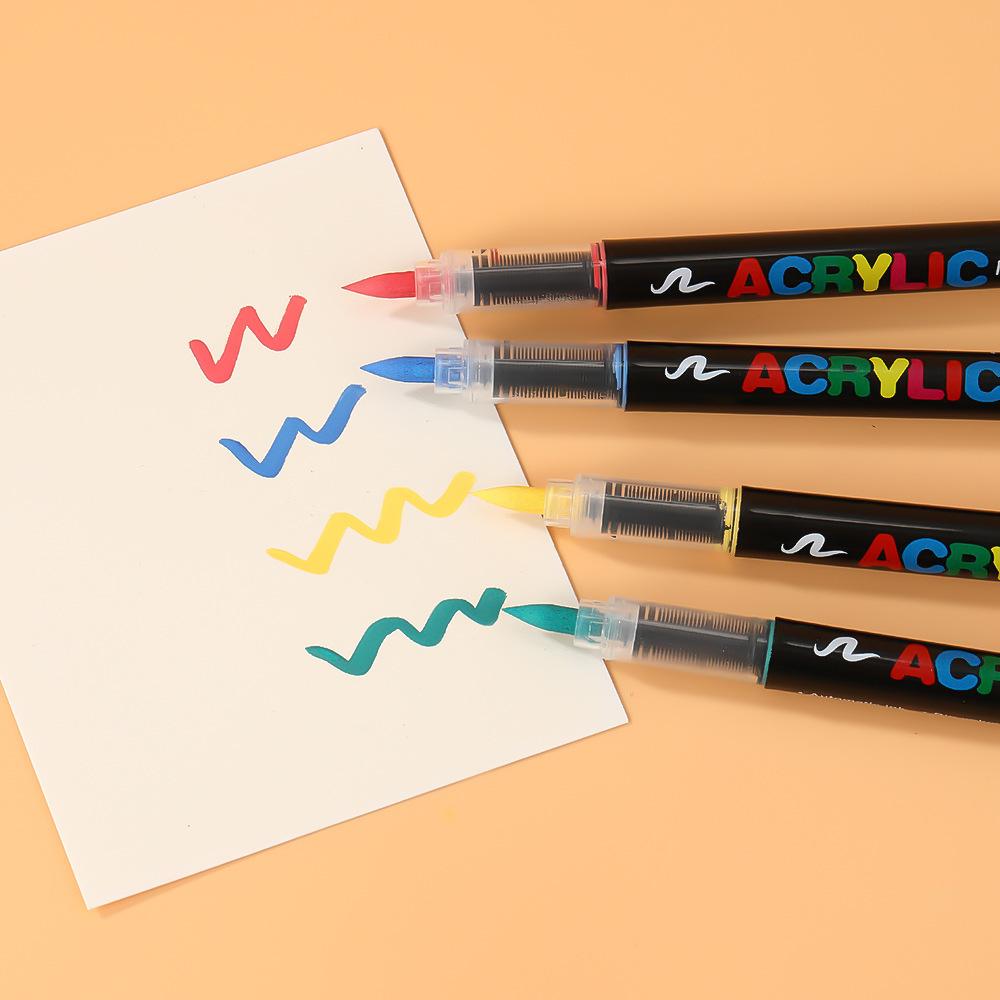 Direct Ink Acrylic Marker Set, Soft Tip Watercolor Brush Pen for Students, Waterproof Doodle Markers, 48/60 Colors Optional