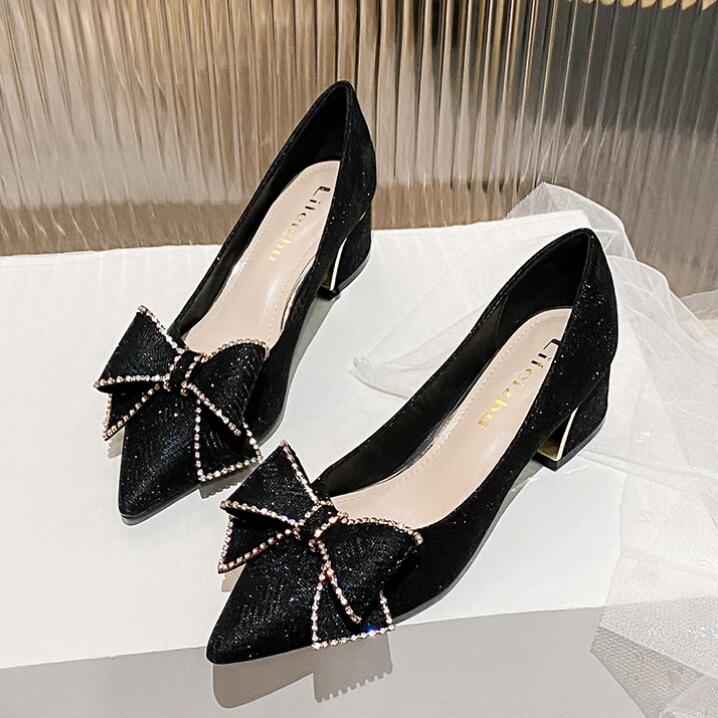 Designer Woman Shoes Crystal Pumps Low Heeled Party Bride Wedding Shoes Female Sequin Loafers Ladies Dress High Heels