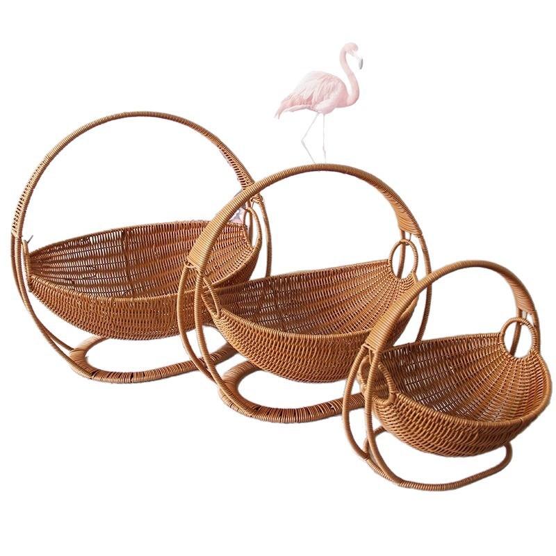Handwoven Rattan-Style Cat Bed Basket Living Room Bedroom Pet Nest Storage Organizer