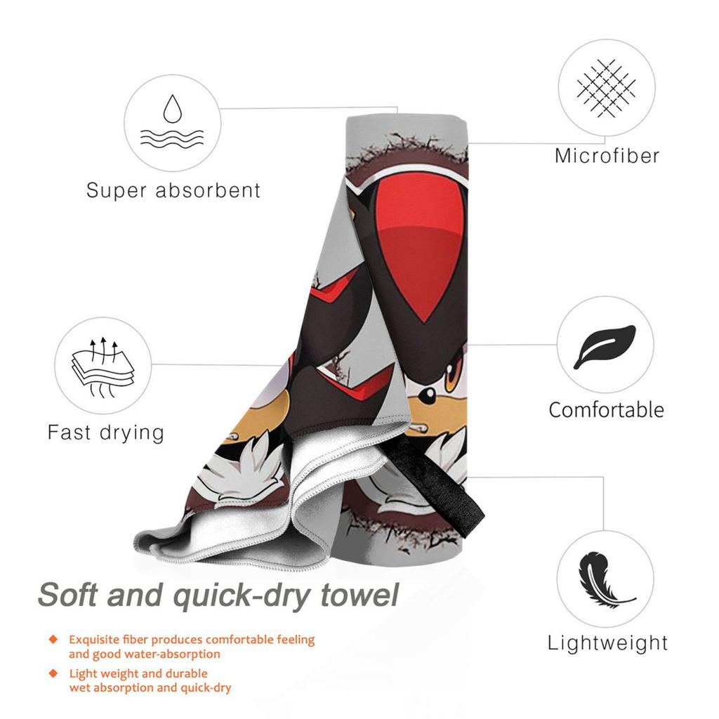 Shadow The Hedgehog Beach Towel Soft Microfiber Quick Dry Absorbent Quick Towels For Bath