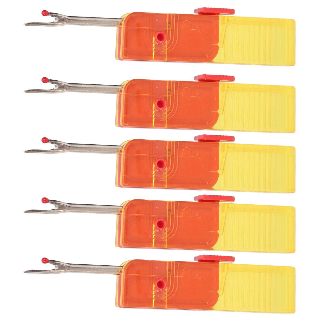 5pcs Folding Seam Rippers Steel Portable Thread Remover Seam Rippers Tool with Clear Hat for Sewing Crafting Yellow
