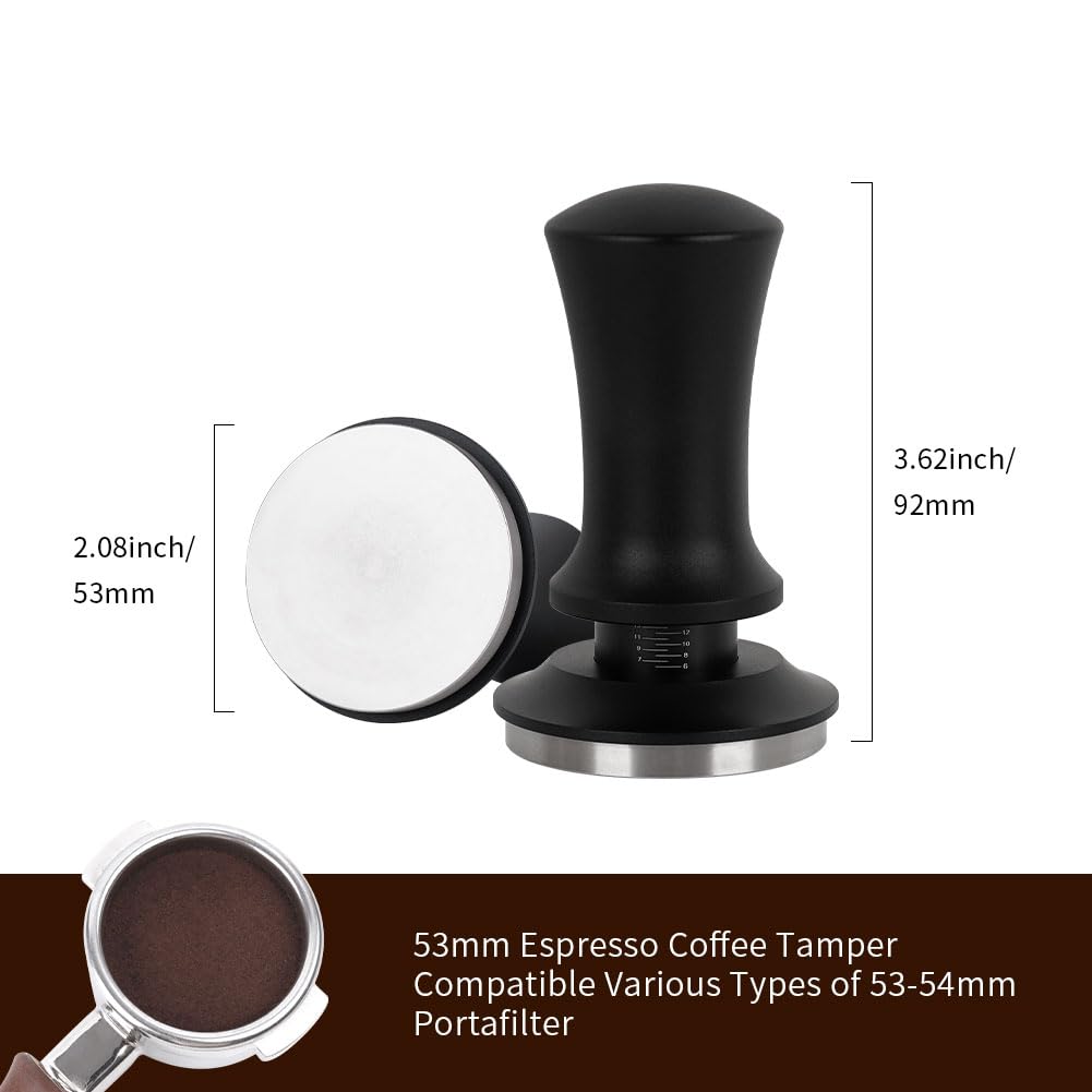 Watchget Tamper Espresso Maker Coffee Tamper Landfill Pressure Calibrated Tamper Constant Pressure Spring Flat Base Espresso Machine Coffee
