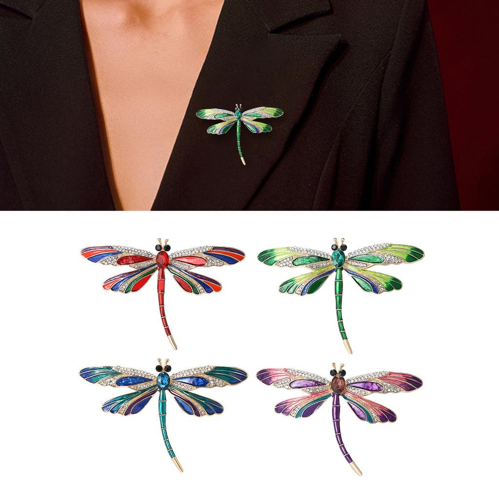 Retro Libellen Kristall Brosche Anstecknadel Elegant Strass Tier Revers Accessoire für Frauen und Mädchen Modeschmuck