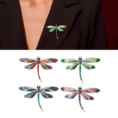 Retro Libellen Kristall Brosche Anstecknadel Elegant Strass Tier Revers Accessoire für Frauen und Mädchen Modeschmuck
