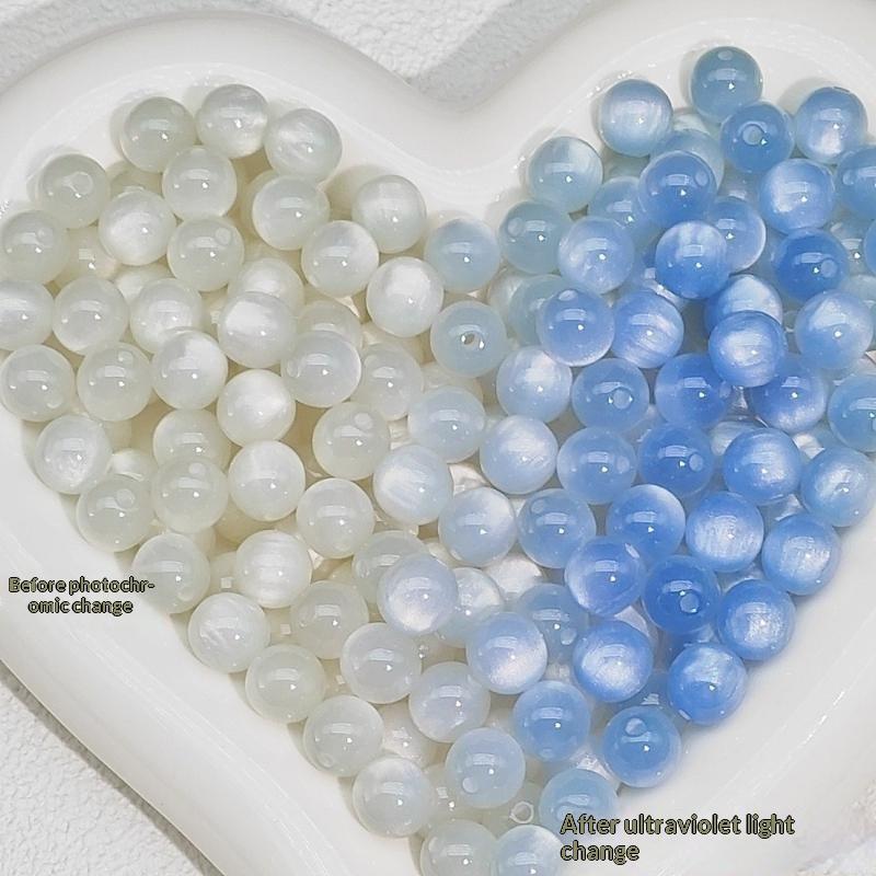 10Pcs 10mm UV Reactive Cat Eye Resin Beads Vibrant Color for DIY Necklace Bracelet Earring Handmade Jewelry Crafts