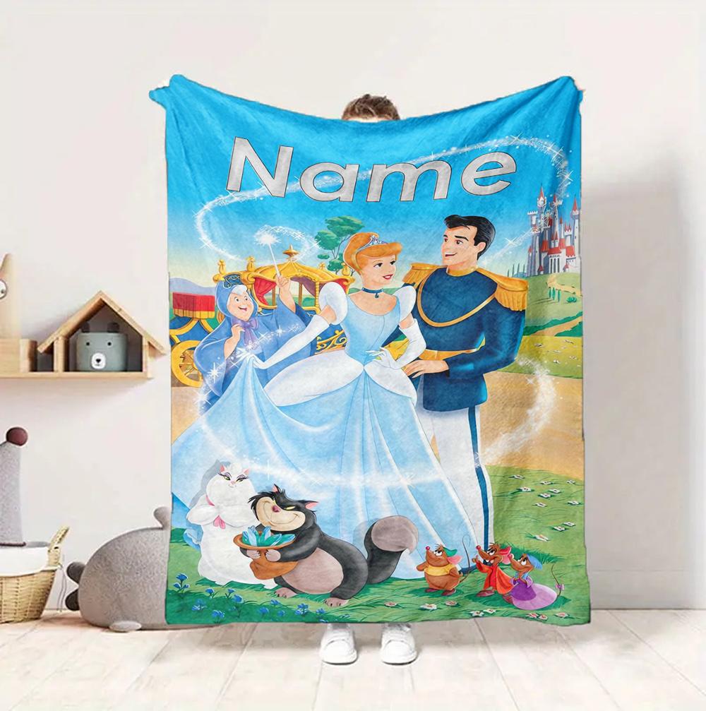 Custom Name Fairy Tale Flannel Blanket Throw Blanket Soft Warm Sofa Bed Decor Unique Gift