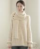Keulleiseu Button Scarf V-Neck Knit_Beige