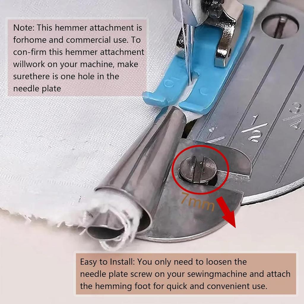 Universal Sewing Rolled Hemmer Foot 4PCS Rolled Hem Presser Foot 7/8/9/10mm Wide Rolling Hem Foot Sewing Machine Presser Feet Hemmer Home Industrial