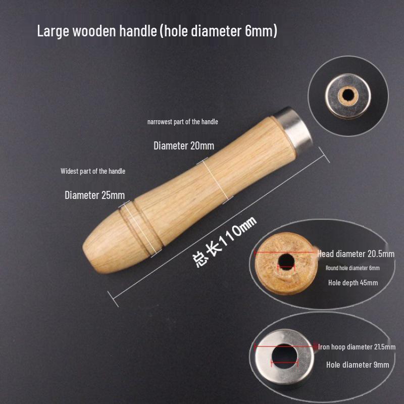 Two-Color Wood and Plastic File Handle with Flat and Round Hole Grip