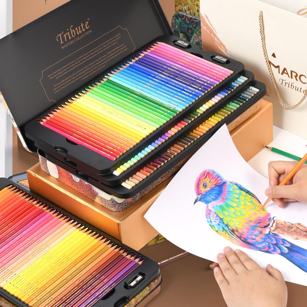 Marco Colored Soft Sketching Pencil Over 100 Includes Perfect for Adult Coloring 10 Layers of Layerable Iron 3300 240 Colors 240-Color Oil-Based